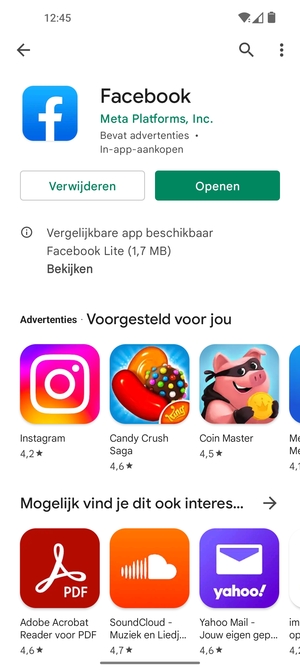 Selecteer Openen