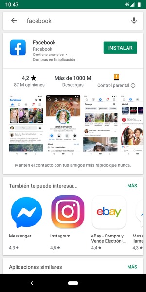 Seleccione la aplicación