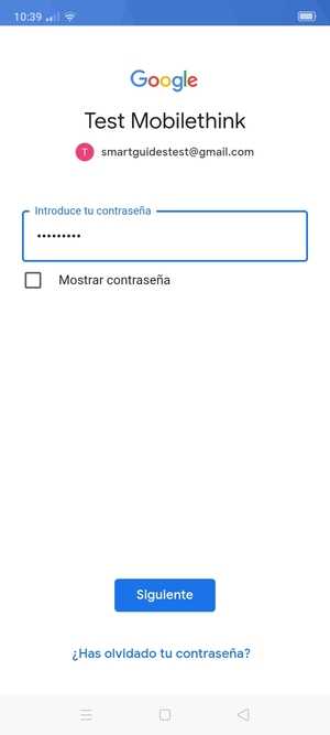 Introduzca su contraseña y seleccione Siguiente