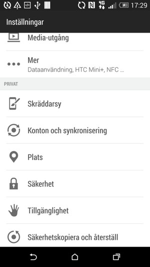 Välj Konton och synkronisering