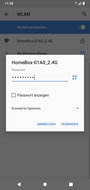 Geben Sie das WLAN-Passwort ein und wählen Sie VERBINDEN