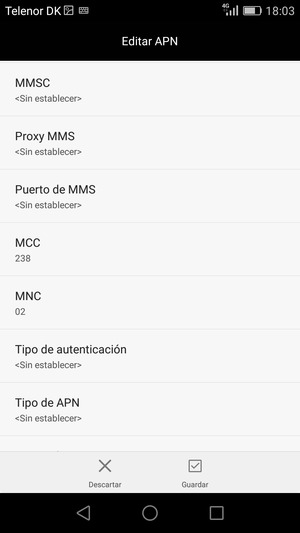 Desplácese hacia abajo e introduzca la información MMS
