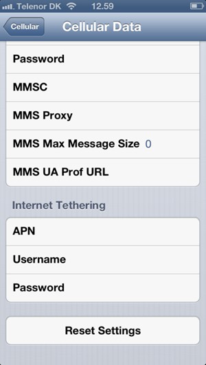 Scroll to and select Reset Settings
