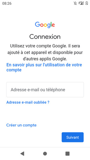 Saisissez votre adresse e-mail et sélectionnez Suivant