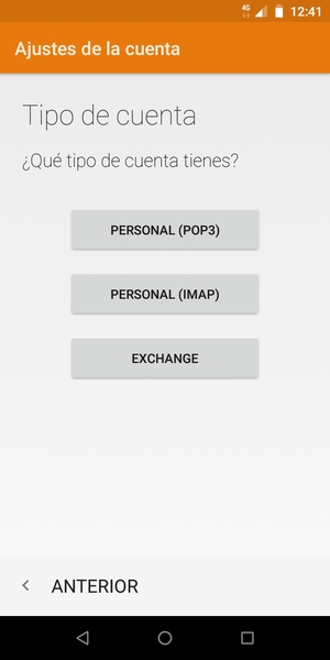 Seleccione PERSONAL (POP3) o PERSONAL (IMAP)