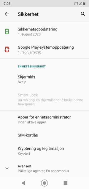 Bla til og velg SIM-kortlås