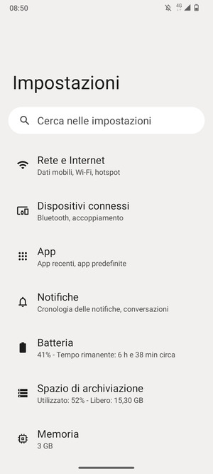 Seleziona Rete e Internet
