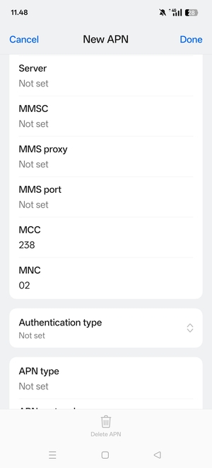 Scroll down and enter MMS information