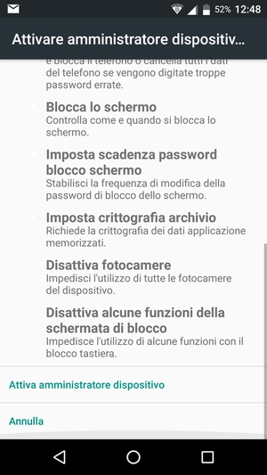 Scorri verso il basso e seleziona Attiva amministratore dispositivo