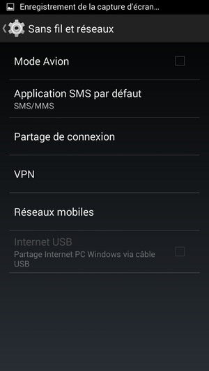 Sélectionnez Réseaux
mobiles