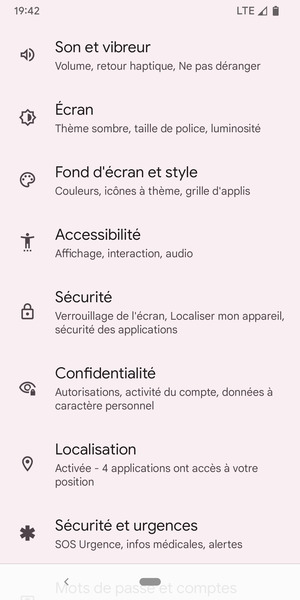 Faites défiler et sélectionnez Sécurité