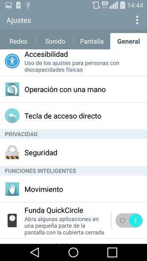 Desplácese y seleccione Seguridad