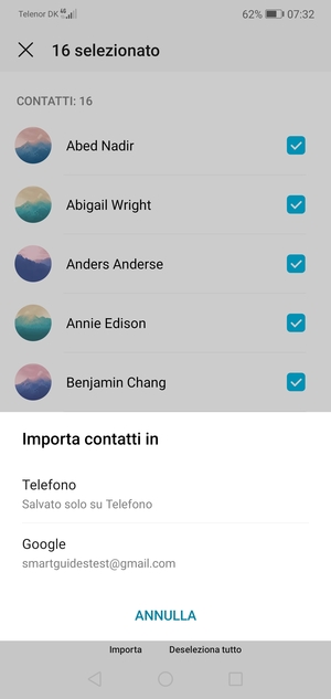 Seleziona il tuo account Google