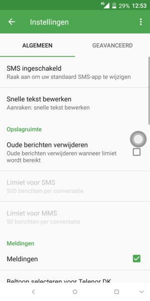 Selecteer GEAVANCEERD