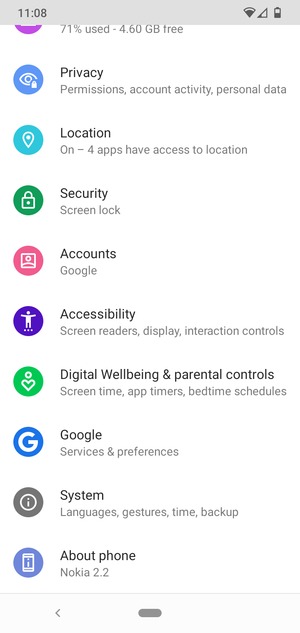 Scroll to and select Security