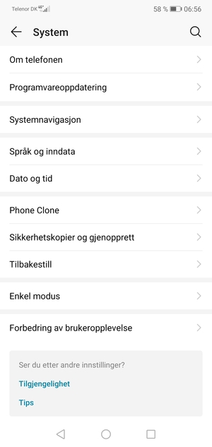 Velg Sikkerhetskopier og gjenopprett