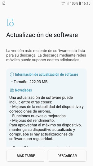Si el teléfono no está actualizado, seleccione DESCARGAR