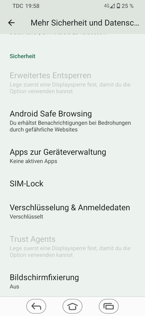 Scrollen Sie und wählen Sie SIM-Lock