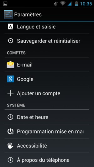 Faites défiler et sélectionnez À propos du téléphone