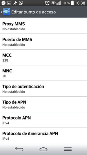 Desplácese hacia abajo e introduzca la información de Internet