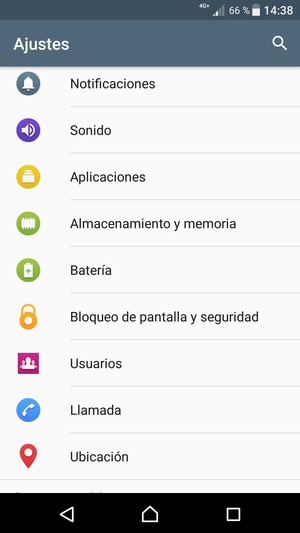 Desplácese y seleccione Batería