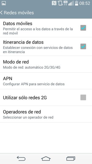 Activar o desactivar Itinerancia de datos