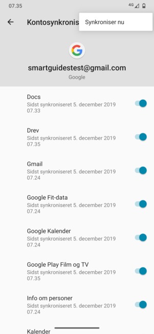 Vælg Synkroniser nu