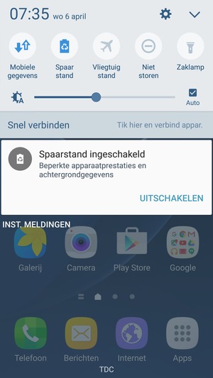 Schakel Spaarstand in