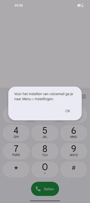 Als uw voicemail niet geïnstalleerd is, selecteert u OK