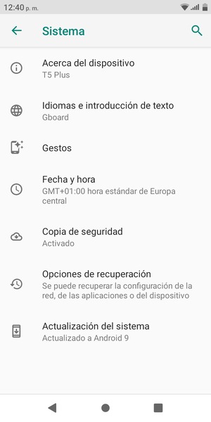 Seleccione Actualización del sistema