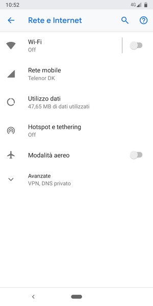 Seleziona Rete mobile