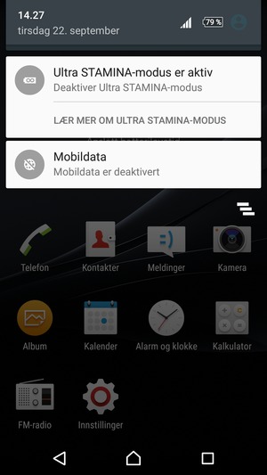 Velg Ultra STAMINA-modus er aktiv