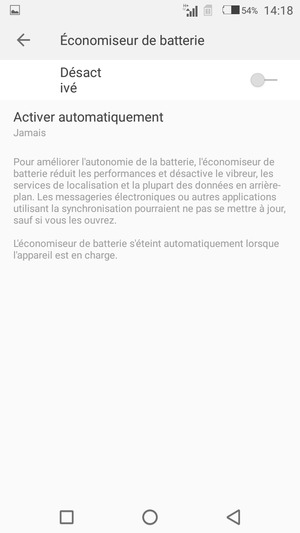 Activer le Économiseur de batterie