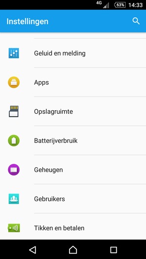 Keer terug naar het Instellingen menu en scroll naar en selecteer Batterijverbruik