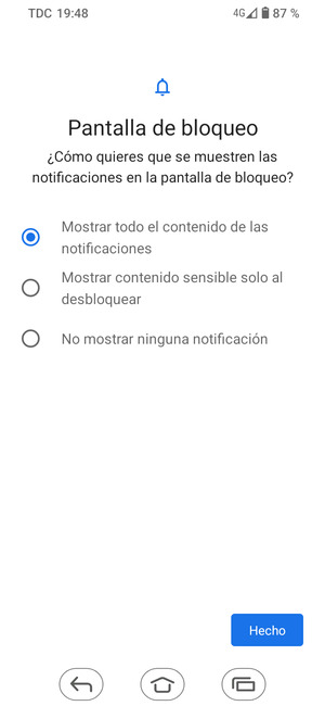 Seleccione la opción deseada y seleccione Hecho