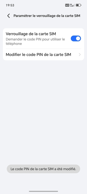 Votre code PIN de la carte SIM a été modifié