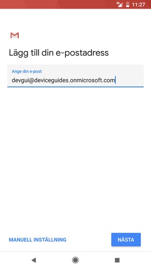 Ange din e-postadress och välj MANUELL INSTÄLLNING