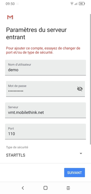 Faites défiler et sélectionnez Type de sécurité