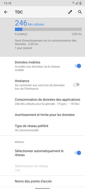 Faites défiler et sélectionnez Noms des points d'accès
