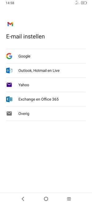 Selecteer Exchange en Office 365