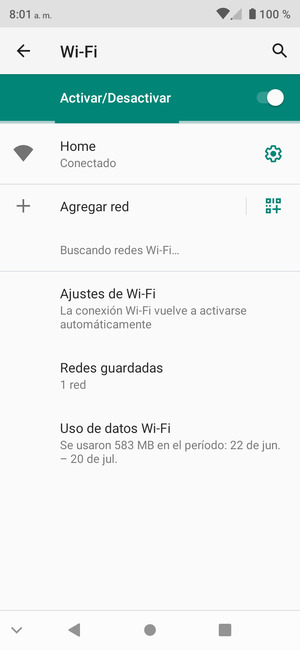 Ahora está conectado a la red Wi-Fi