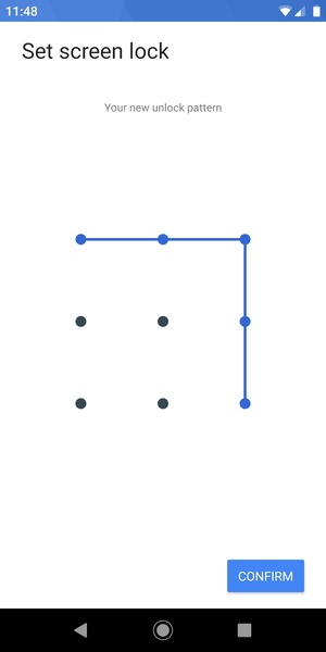 Draw the unlock pattern again and select CONFIRM