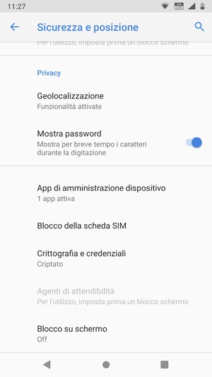 Seleziona Blocco della scheda SIM