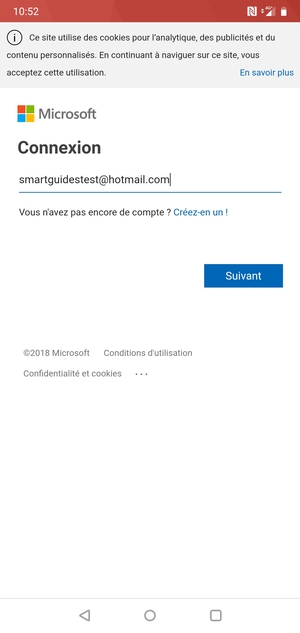 Saisissez votre adresse e-mail et sélectionnez Suivant