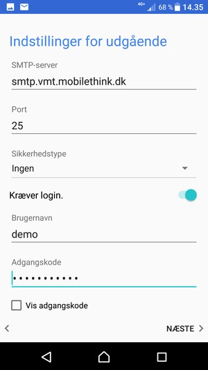 Indtast udgående serveradresse