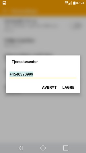 Skriv inn Tjenestesenter nummer og velg LAGRE