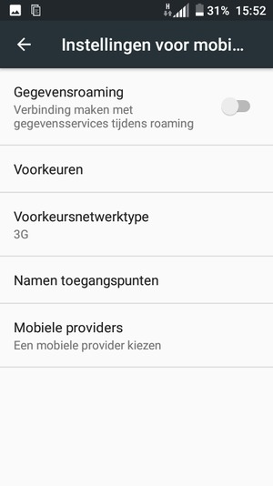 Om van netwerk te wisselen in geval van netwerkproblemen, selecteert u Mobiele providers