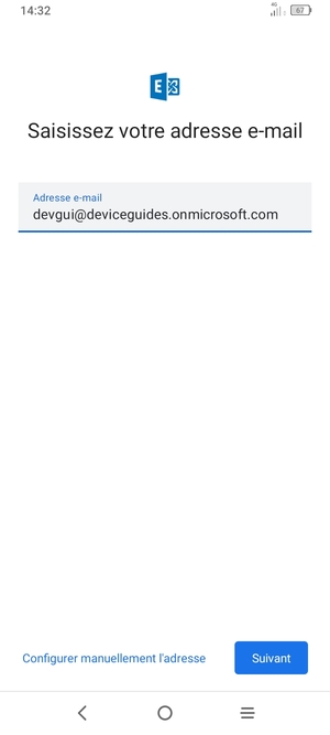 Saisissez votre adresse e-mail et sélectionnez Configurer manuellement l'adresse