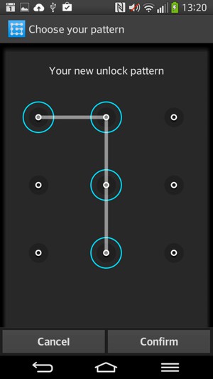 Draw the unlock pattern again and select Confirm