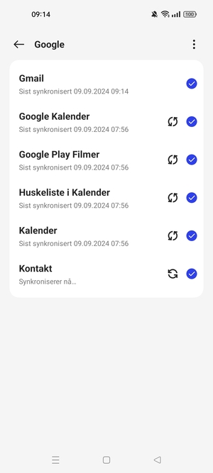 Din informasjon blir synkronisert